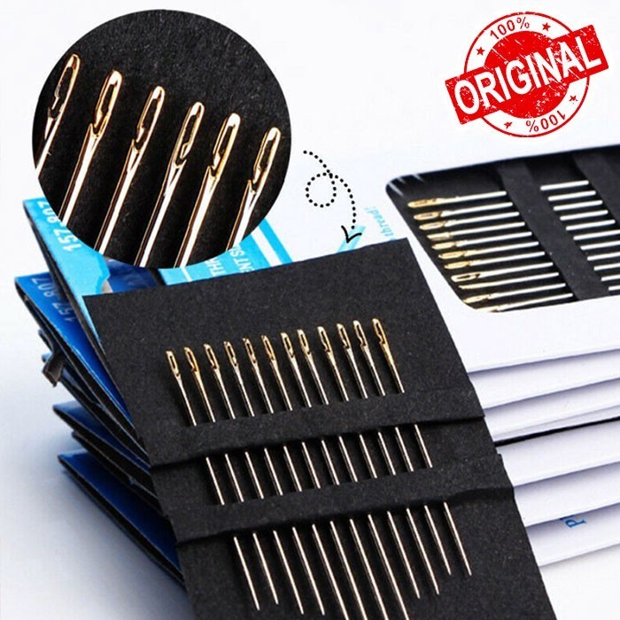 

Jarum jahit praktis set isi 12pcs jarum jahit benang praktis stainless