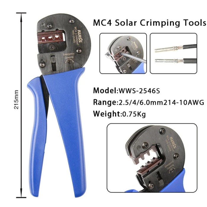 Solar Crimping Tools for AWG 14-10(2.5/4/6.0mm²) Solar Panel PV