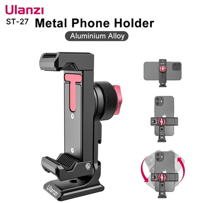 VIJIM Ulanzi ST-27 Metal Phone Holder Clamp With Cold Shoe Arca