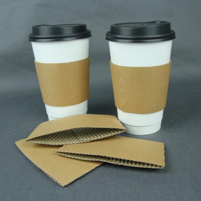 50pcs Solid Color Brown Coffee Cup Sleeves Kraft Corrugated Plastic