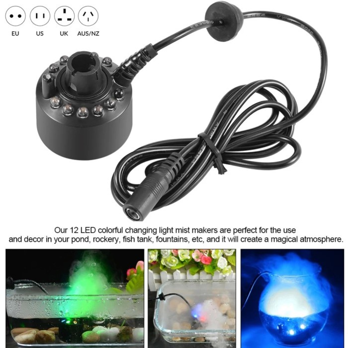 Ultrasonic Humidifier Aquarium Mist Maker Forger Submersible LED