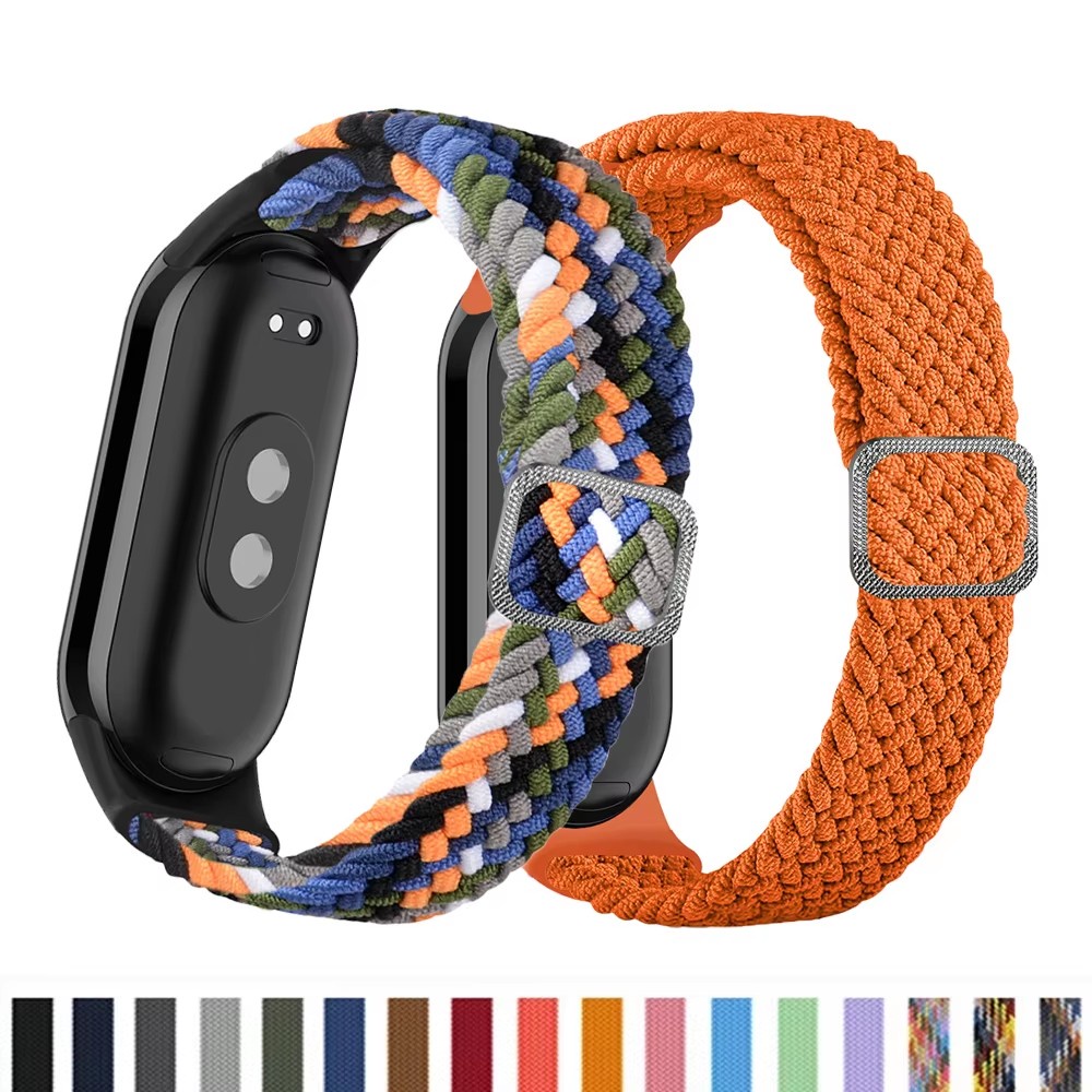Watch Strap For Xiaomi Mi Band 8 9 Elastic Nylon Braided Solo Loop Adjustable Replacement Belt