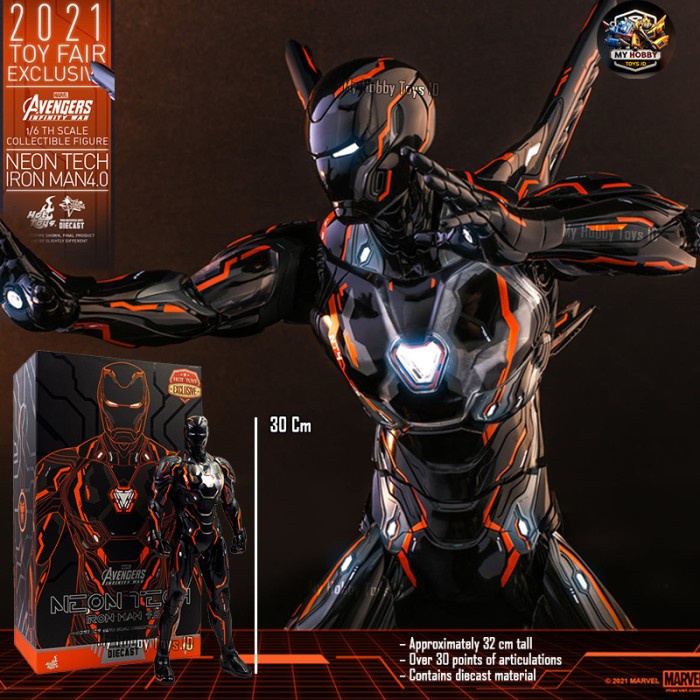 SALE READY HOT TOYS FIGURE IRON MAN MARK 50 NEON TECH 4.0 SUPERHERO AVENGERS INFINITY WAR EXCLUSIVE