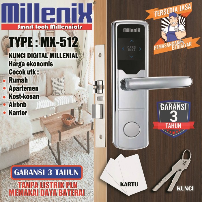 KUNCI PINTU DIGITAL MILLENIX MX-512, KARTU & KUNCI