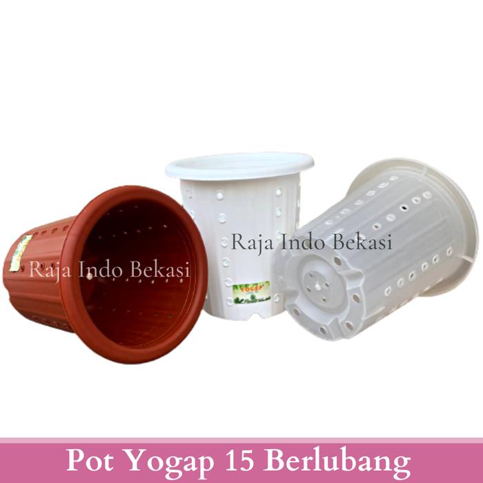 siapkirim- Pot Yogap 15 Berlubang Pot Yogap 15 Putih Transparan Merah Bata Pot Bunga Hias Aglonema