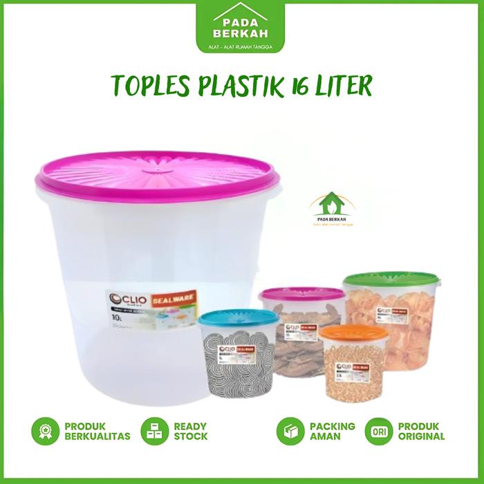 ada- Toples Plastik 16 Liter Toples Makanan Plastik Toples Bulat Besar
