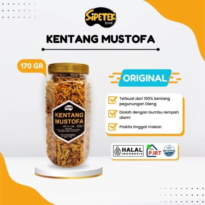 

Kentang Mustofa Sipetek 170 Gram / Kulit Ayam /Varian Original / Pedas
