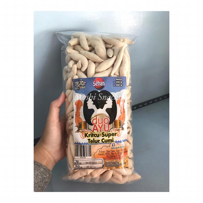 

Kritcu Telur Cumi Super Duo Ayu 250gr Asli Bangka / Krupuk Stick Cumi / Kerupuk Cumi Bangka