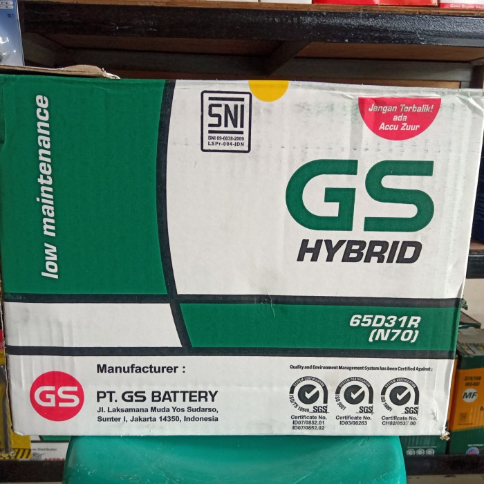 Aki Mobil / Genset/ Gs Hybrid N70/ 12V 70Ah Astra Otoparts/ Gs N 70