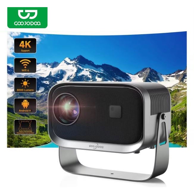 GOOJODOQ 2024 Easy-Carry Portable HD Proyektor 8000 Lumens Android Projector
