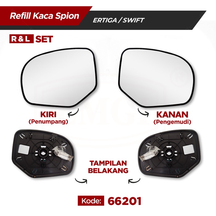 Kaca Spion Refill - Spion Mobil Ertiga/Swift 2012-2017