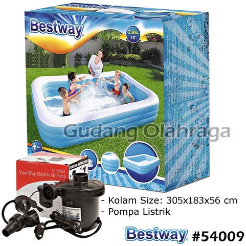 Bestway 54009 Kolam Renang Anak Keluarga Besar 305 cm + Pompa Listrik