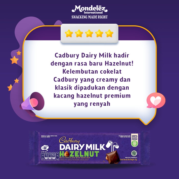 

[dch] - Cadbury Cokelat rasa Hazelnut 62gr - Triplepack