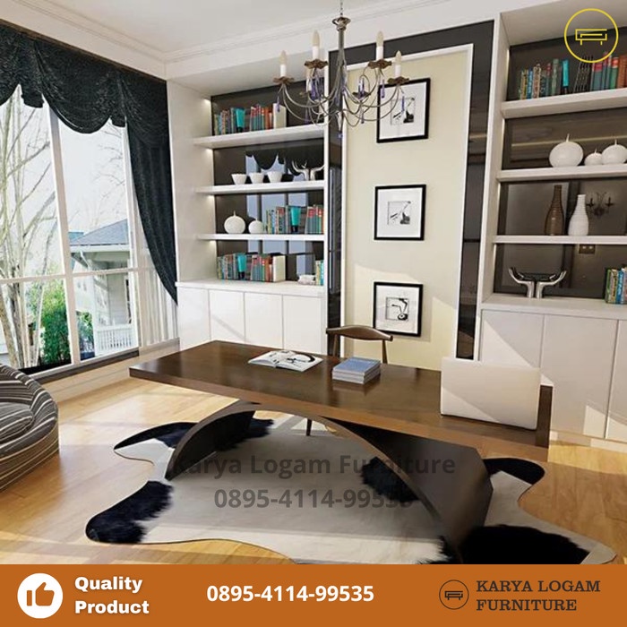 Meja Kerja Kantor Modern Minimalis  - Desk Office 07 Karya Logam Furniture - 180x80x75