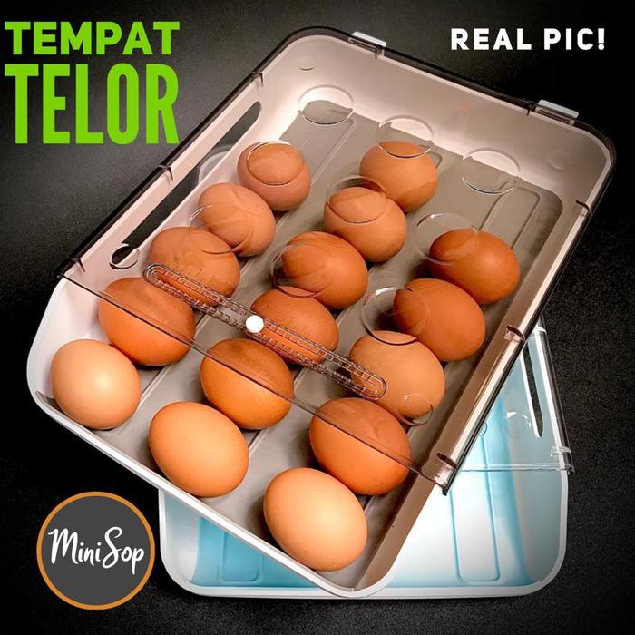 TEMPAT PENYIMPANAN TELUR / KOTAK SIMPAN TELUR / RAK TELUR / RAK TELOR / EGG BOX PLASTIK DENGAN TUTUP