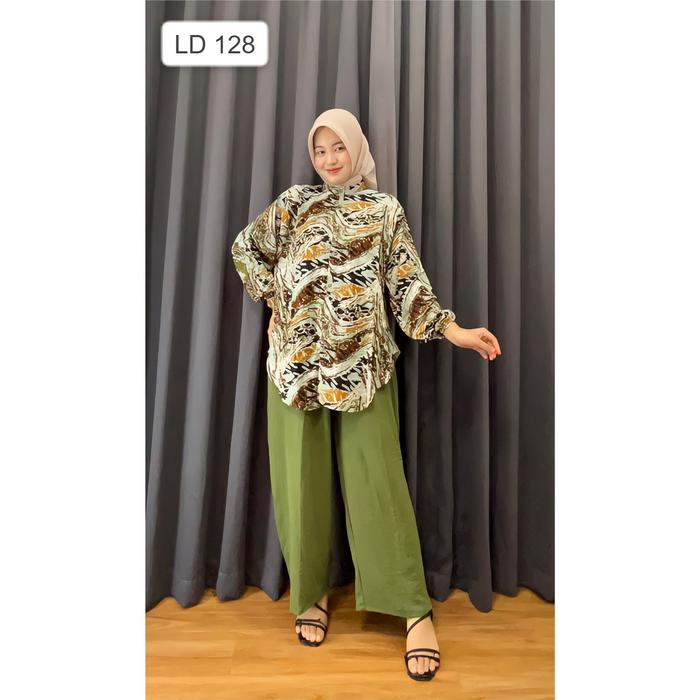 ONE SET JUMBO RAYSHA SET LD128 SETELAN KEKINIAN RAYON MIX CRINKLE