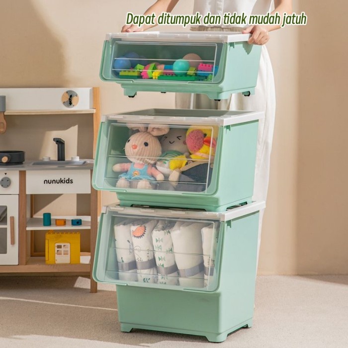 Storage Container Box Double Open Lid Box Buku Pakaian Kotak Mainan
