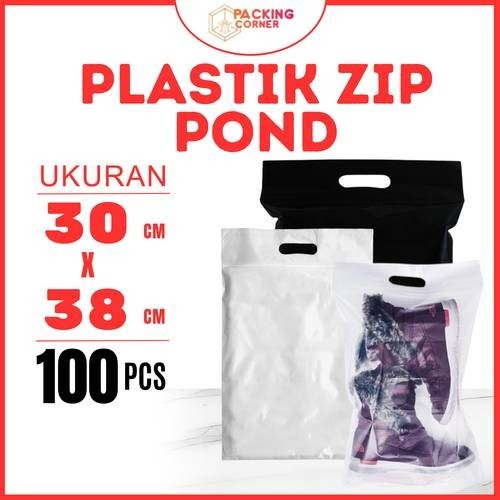 Plastik Klip Plong Pond Zip Ziplock Laundry Hitam Putih Bening 30x38