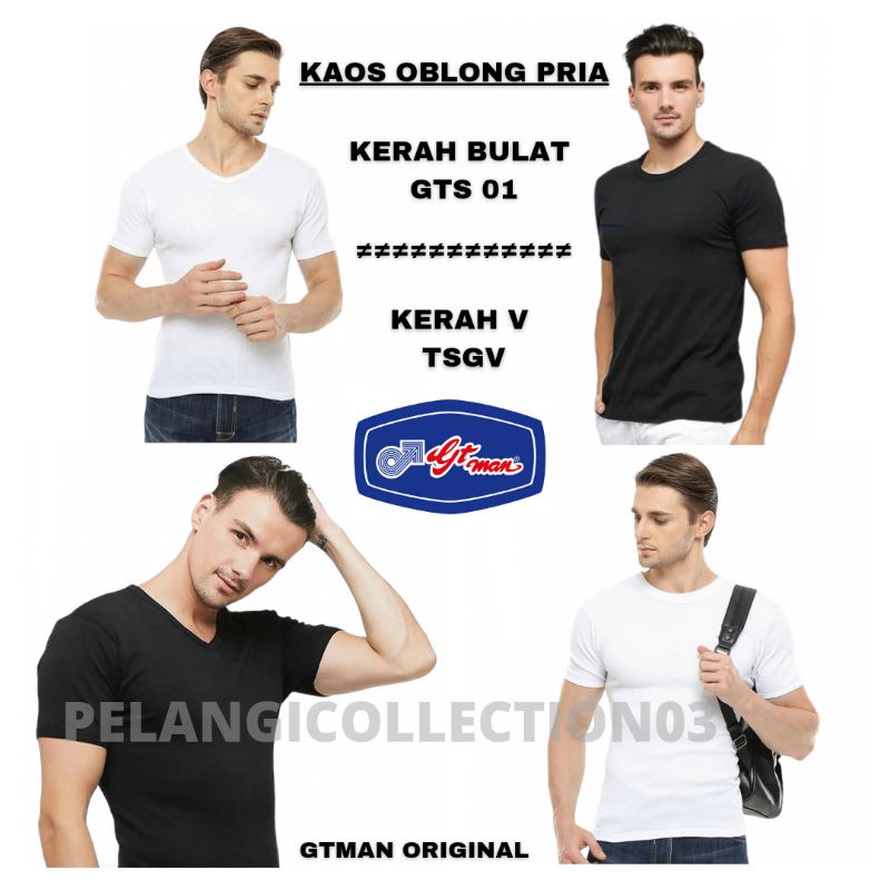 KAOS OBLONG PRIA GTMAN KERAH BULAT & KERAH V