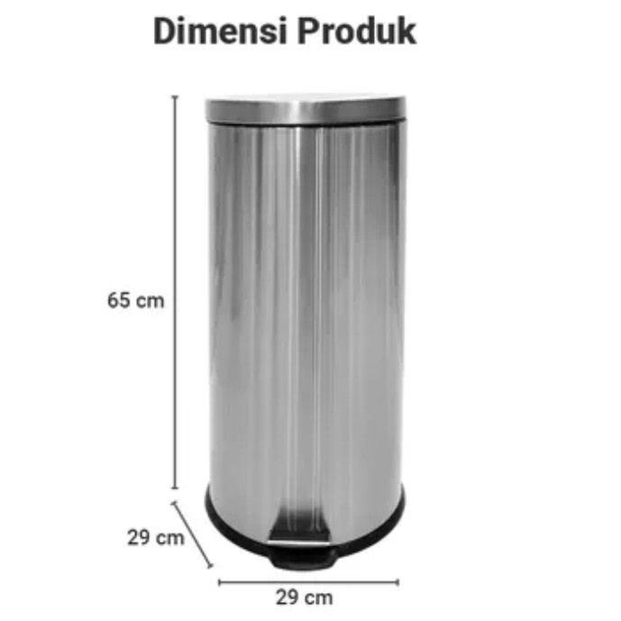 Tempat Sampah 30 Ltr Stainless Slow Close - Silver