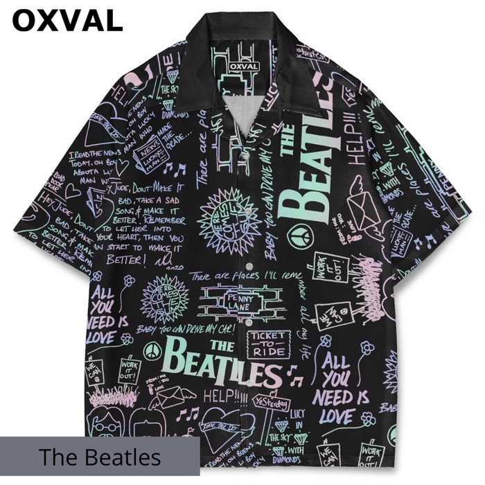 Zeno-OXVAL Kemeja Lengan Pendek Hawaiian Printing - The Beatles