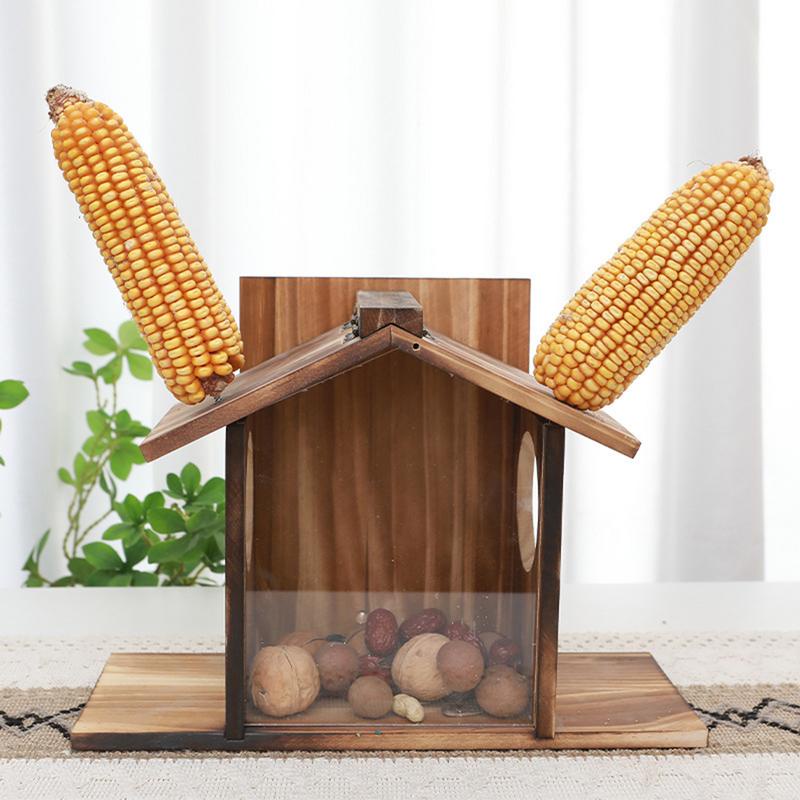 Wooden Squirrel Feeder Winter Outside Feeding House Squirrel Feeder Funny Table Feeder Large Feeder