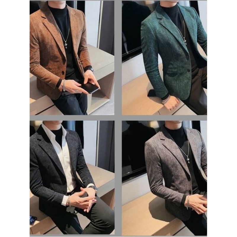 Jas Blazer Pria Blazer Corduroy Slim Fit Jas Corduroy