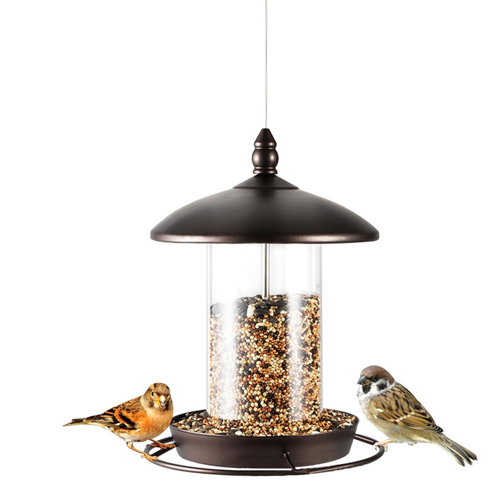 Metal Bird Feeder Large Capacity Hanging Hummingbird Feeder Waterproof Wild Bird Feeder Yard Farm Su