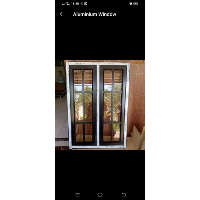 Terlaris Jendela +Kusen Aluminium 2 Daun Ornamen 3 Inci Lebar 100Cm X Tinggi 120Cm Hitam ,Coklat