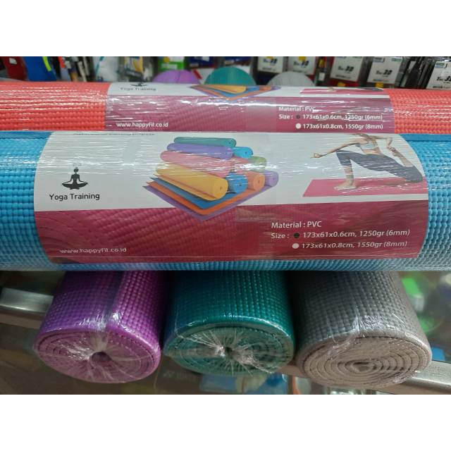 MATRAS YOGA HAPPYFIT 6MM - YOGA MAT HAPPYFIT TEBAL 6MM - PVC - BONUS TAS - ORIGINAL HAPPYFIT
