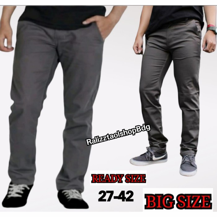 Lariss- Jumbo Chino pria panjang big size grey 27-42/ Chino pria Jumbo 42 Celana Kantor Kerja