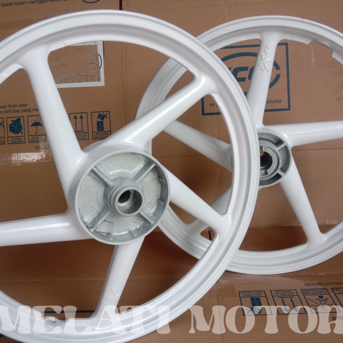 Velg Pelek Racing Depan Belakang Motor Suzuki Smash / Shogun 110 Putih