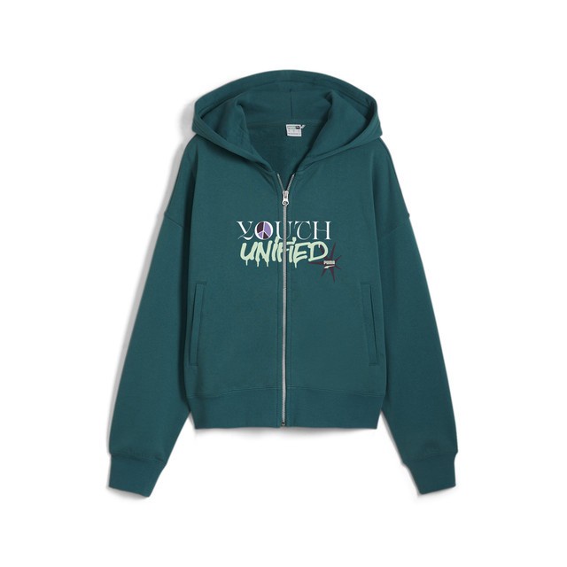 New Puma Hoodie Oversized Wanita Downtown Cold Green Readyy