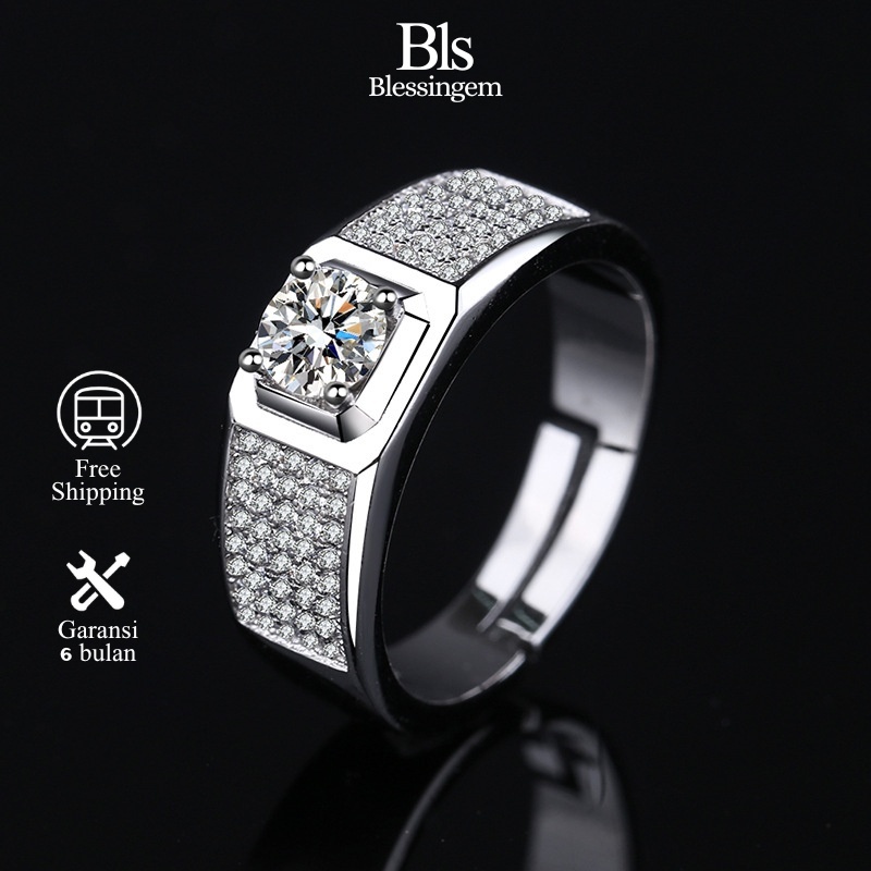 Cincin Titanium Pria CowokCincin Pasangan Tunangan Nikah Perhiasan Berlian Adjustable Ring Fashion
