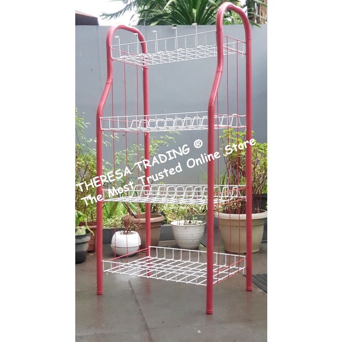 RAK PIRING SUSUN 4 JUMBO DAPUR SERBAGUNA BESI LAPIS PLASTIK COATING