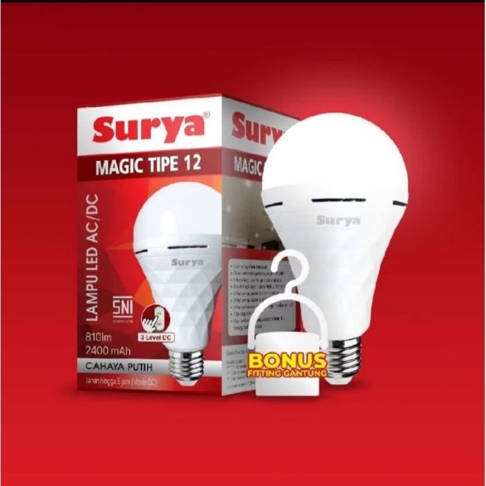 Serasiinspace Lampu Led Emergency Surya 12 Watt Cahaya Putih