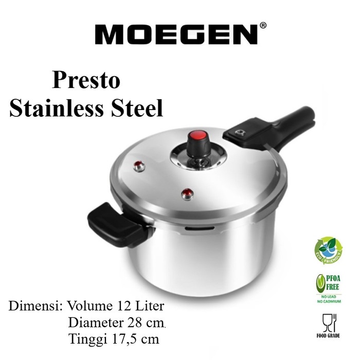 TERBARU MOEGEN Presto Stainless Steel 12 Liter Pressure Cooker