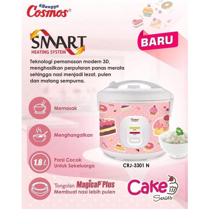 MAGIC COM RICE COOKER COSMOS CRJ-3301 NC CRJ 3301 NC 3301NC 1.8 LITER