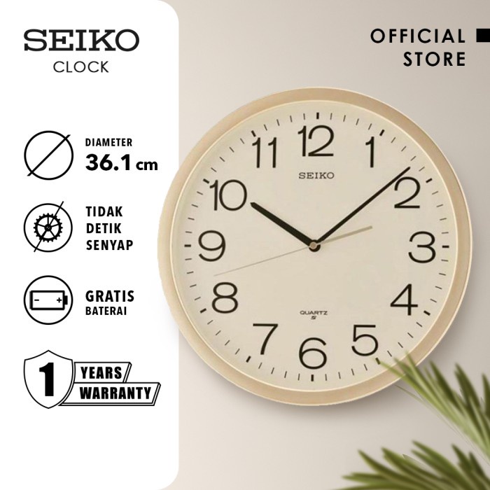 Jam Dinding Seiko Analog QXA020A Gold 36cm Quartz Original