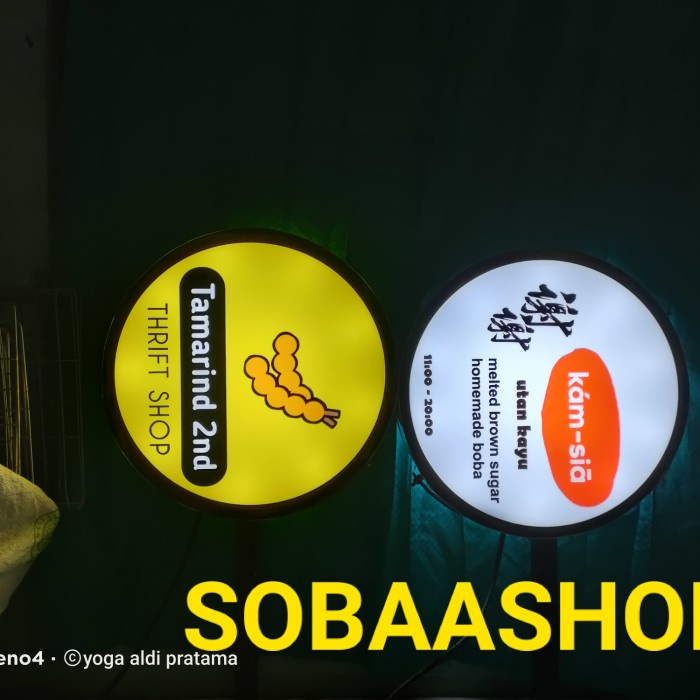 Neon Box Bulat 40Cm + Brecked