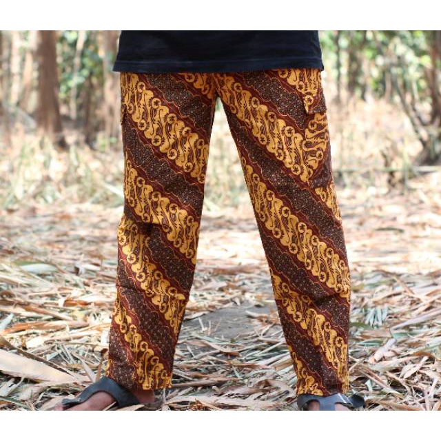 Celana Batik Betawi Boim Panjang Hitam Putih - Celana Batik Panjang Pria Wanita