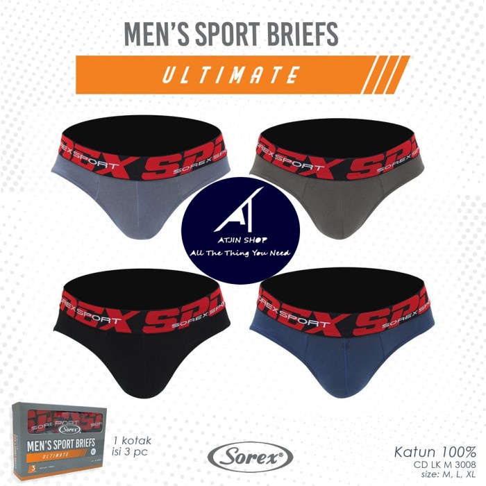 SOREX - 3 Pcs Celana Dalam Pria SOREX ORIGINAL SPORT Tipe 3008 -AmanahJaminan