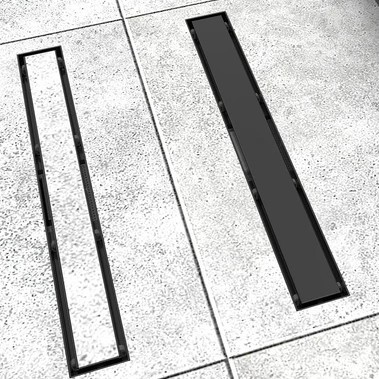 Gercep Floor Drain Panjang 30Cm Lubang Samping Stainless Hitam Sus 304/ Floor Drain Black