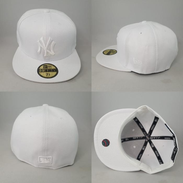 Cap- Topi Fitted Mlb New York Yankees Putih Logo Putih
