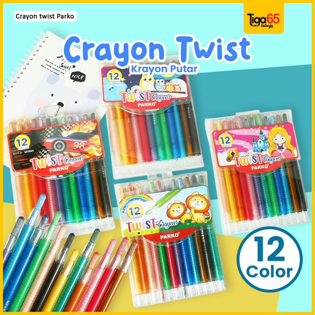 

KRAYON PUTAR PANJANG / PERLENGKAPAN MENGGAMBAR (SET) / PARKO TWIST CRAYON 1512 12 WARNA