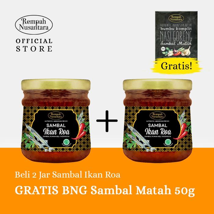 

(FREE BUMBU NASI GORENG SAMBAL MATAH 50G) 2 X SAMBAL ROA 120G JAR