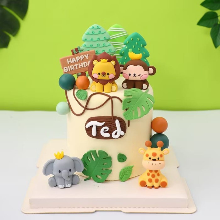Mntb" Topper Zoo, Hiasan Kue Hewan Premium, Animal Topper, Zoo Topper Cake Theme