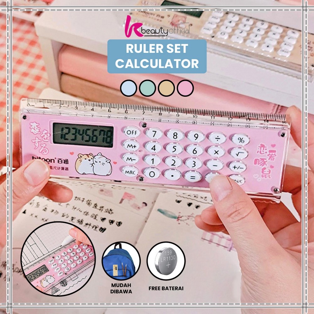 

KB-A65 Kalkulator Penggaris Karakter 2IN1 Mini Portable Multifungsi / Kalkulator 8 Digit Penggaris