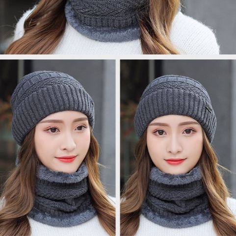 [ RedPink ] Set Kupluk Beanie + Syal Warmer Winter Musim Dingin Pria Wanita Best Quality Korean