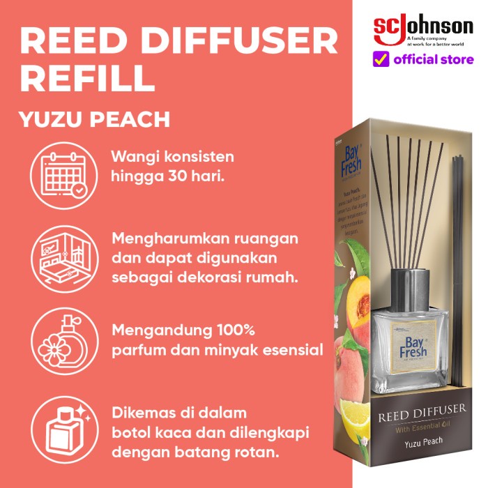 Bayfresh Reed Diffuser Refill Pengharum Ruangan Yuzu Peach